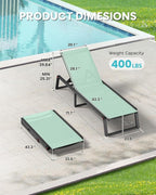 Aluminum Chaise Lounge Chair Outdoor, Foldable& No Assembly Patio Pool Lounge - Image 2