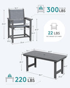 SERWALL Patio Dining Sets for 6, Outdoor HDPE Dining Set - Image 2