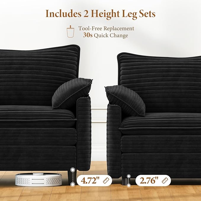 Vesgantti 108" Cloud Couch for Living Room, Deep Seat Sectional Modular Sofa - Image 3