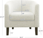 BELLEZE Accent Barrel Chair Set of 2, Linen Round Chair Club Tub Sofa Corner - Image 3