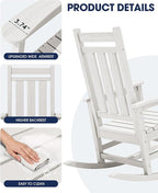 KINGYES Oversized Outdoor Rocking Chair Set of 4, All-Weather Patio Rocking - Image 7