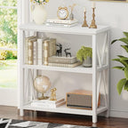 FATORRI Small Bookshelf for Small Space, Short Rustic Low Bookcase, Modern Wood by FATORRI