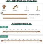 QDWIS Boho Wood Curtain Rods for Windows 72 to 144 inch, Rustic Decorative - Image 8