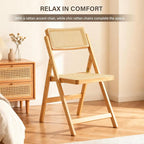 Furlide Rattan Folding Chairs, Modern Mid Century Dining Chairs Set of 2 - Image 7