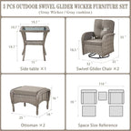 Belord 5 Piece Swivel Rocker Glider Outdoor Chairs Set of 2 - Image 2
