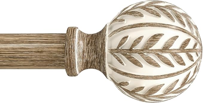 QDWIS Boho Wood Curtain Rods for Windows 48 to 84 inch, Rustic Decorative by Unknown