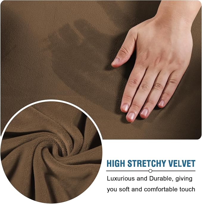H.VERSAILTEX Modern Velvet Plush 4 Piece High Stretch Sofa Slipcover Sofa Cover - Image 5