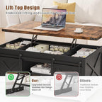 ALLSTAND 48" Farmhouse Lift Top Coffee Table - Image 4