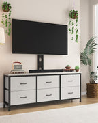 TV Stand with Mount, Fabric Dresser with 6 Drawers by Unknown