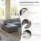 Cloud Modular Sectional Sofa Couch, 120.45" Convertible Couches 3 Seater Sofa - Image 4
