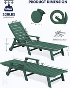 KINGYES HDPE Lounge Chair Outdoor Set of 2, Patio Chaise Lounge Recliner - Image 2
