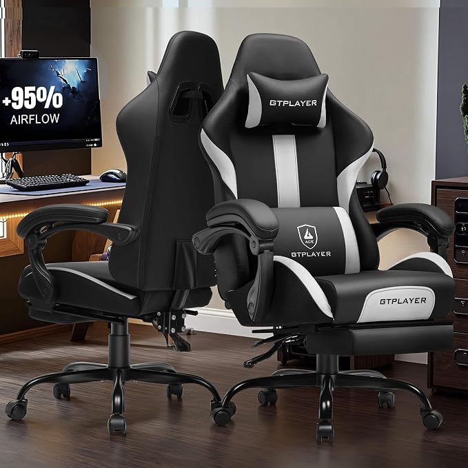 GTPLAYER Gaming Chair with Pocket Spring Cushion, Leather Office Chair with - Image 2