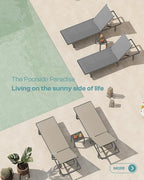 Lounge Chair Outdoor with Wheels, Aluminum Chaise Lounge Outdoor Chair with 5 - Image 7