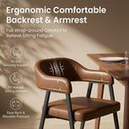 HNY Modern Dining Room Arm Chairs Set of 4, Retro Faux Leather Upholstered - Image 4