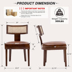 HNY Mid Century Modern Rattan Dining Chairs Set of 4, Farmhouse PU Leather - Image 2