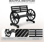 VINGLI Rustic Wooden Wheel Bench Outdoor Bench, Patio Bench Wagon Slatted Seat - Image 5
