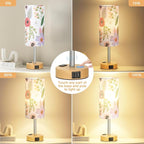 Fenmzee Floral Touch Lamp for Bedroom- 3 Way Dimmable Bedside Lamp USB C A - Image 2