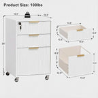 3 Drawers Fluted Mobile File Cabinet - Image 2