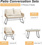 LEX CRAFT 4-Piece Wicker Outdoor Patio Furniture Set - Image 6