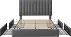 Allewie Queen Size Storage Bed Frame, Vertical Channel Tufted Adjustable - Image 8