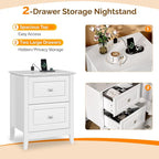 Bonnlo White Nightstand with Charging Station Night Stand White Wood Nightstand - Image 7