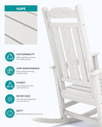 SERWALL Oversized Outdoor Rocking Chair Set of 4, HDPE Outdoor Rocking Chair - Image 5