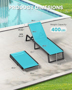 Aluminum Chaise Lounge Chair Outdoor, Foldable& No Assembly Patio Pool Lounge - Image 2