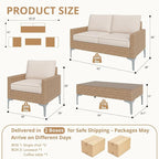 4-Piece Patio Furniture Set, Outdoor Wicker Sectional Sofa - Image 2