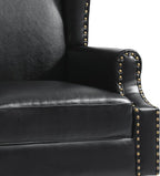 Pia Ricco Set of 2 Faux Leather Accent Chairs, High Back Wingback Armchairs - Image 5