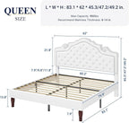 Allewie Queen Bed Frame with Adjustable Velvet Tiara Headboard, Upholstered - Image 2