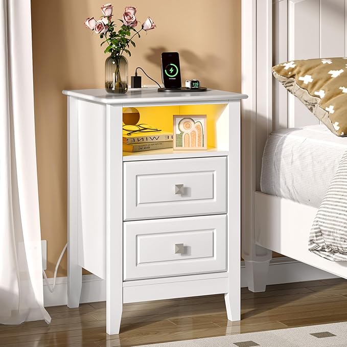 Bonnlo White Nightstand Set of 2 - Image 3