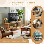 Tiita TV Stand with Storage for TVs up to 65'', Bamboo TV Console Entertainment - Image 8