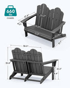 SERWALL Folding Adirondack Bench, HDPE All-Weather Adirondack Loveseat Set of 2 - Image 8