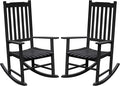 Flamaker Acacia Wood Patio Rocking Chair Set of 2, High Back and Widen Armrest by Flamaker
