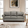 81" Genuine Leather Sofa, Classic 3-Seater Couchs by Thesupportyouneed