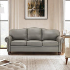 81" Genuine Leather Sofa, Classic 3-Seater Couchs by Thesupportyouneed