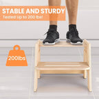 Toddler Step Stool, Wooden Height-Adjustable 2-Step Stool - Image 4
