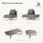 HERA'S HOUSE Metal Patio Furniture Set, Modular 7 Seats and 1 Nesting Coffee - Image 9
