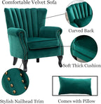 Mid Century Accent Chair Modern Tufted Wingback Armchairs Club Chair Velvet - Image 7