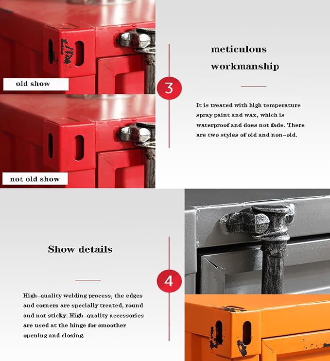 ZHAOYONGLI-End Tables Industrial Nightstand Table, Old - Image 9