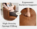 Brown Leather Barrel Chair - Image 7