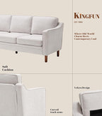 Kingfun Living Room Furniture Sets, 3 Seater Couch and 2 Armchair, Mid Century - Image 5