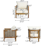 Merax 5-Piece Outdoor Acacia Wood Wicker Conversation Set - Image 2