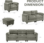 HAOMARKETS Corduroy 4-Piece Sofa Set, Upholstered Ottoman Set of 2 and Accent - Image 2