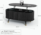 SULIVES Oval Coffee Table with Storage, Small Fluted Center Table - Image 2