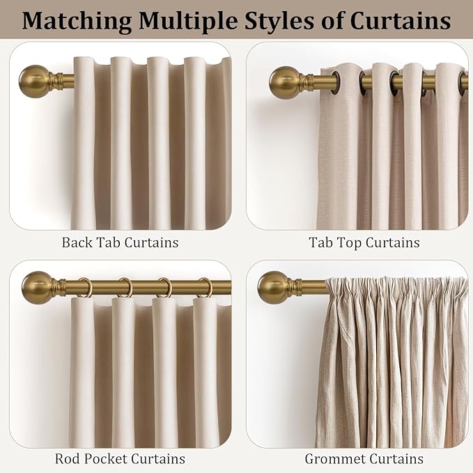 2 Pack Warm Gold Curtain Rods Double - Image 4