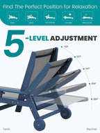 SERWALL Textilene Patio Chaise Lounge Chair Set of 2, 5 Positions Outdoor - Image 3