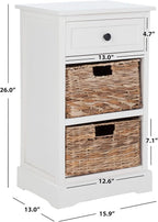 BOWERY HILL Transitional Wood Side Table, Distressed Cream Finish, Compact - Image 2