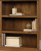 Sauder Miscellaneous Storage 3-Shelf Bookcase/ Book shelf, Oiled Oak finish - Image 5