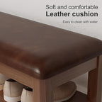 AQIMUELE Shoe Bench with Leather Cushion, 3 Tiers Shoe Storage Bench Height - Image 4